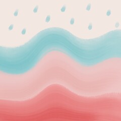 
Abstract contemporary art. For print. Waves. Pink, blush, blue. Elements. Wall print. - 403785607