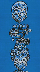 Manufactured African fabric – Ritual masks - Seamless and textured pattern, cotton, photo 