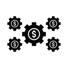 Business tools, factory gears icon. Black color vector.
