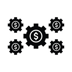 Business tools, factory gears icon. Black color vector.