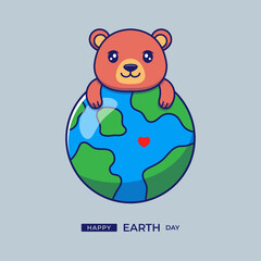  Cute bear with mother earth day greeting