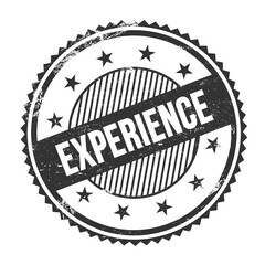 EXPERIENCE text written on black grungy round stamp.