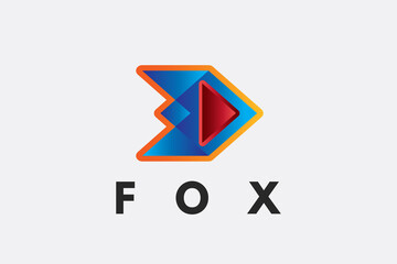Modern Fox Play or Media Logo Template