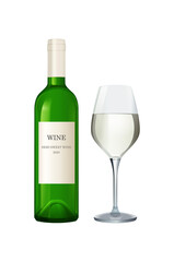 Wine bottles isolated on white background. Wine bottle, made in a realistic style. Alcoholic drink. White wine. Vector illustration