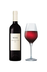 Wine bottles isolated on white background. Wine bottle, made in a realistic style. Alcoholic drink. Red wine. Vector illustration