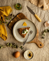 Omelette with yellow warm tones