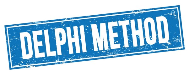 DELPHI METHOD text on blue grungy rectangle stamp.