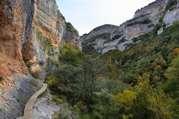 View of Sierra de Guara gorge near Lecina village, Huesca, Spain