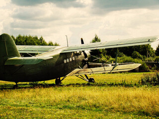 An old military plane is preparing to take off
