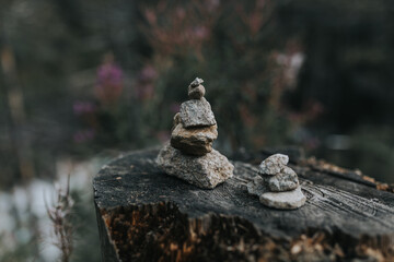 zen piramid stones in the forest