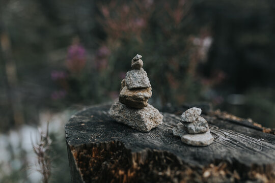 zen piramid stones in the forest