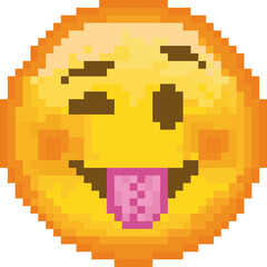 Pixel emoji. emoticon. Vector smiling face. Smiling face. Happy. Cute emoticon isolated on white background.