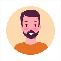  mans portrait with bread in circle on the white background