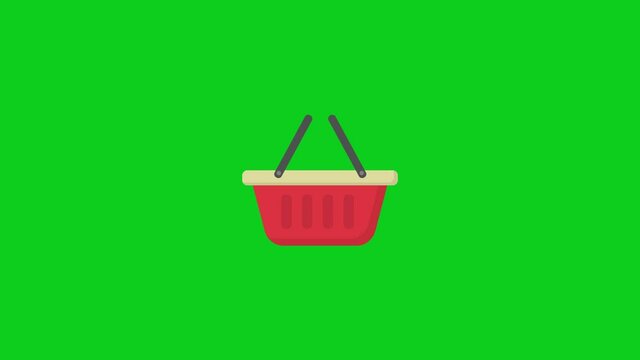 Shopping Basket  icon animation - Vector art ..4K video.Simple motion animation.can be used for Explainer Video.green background