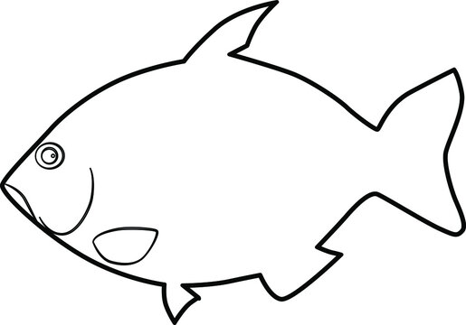 Silhouette of fish with outlines of black lines.