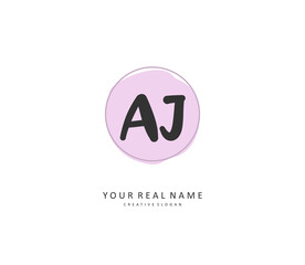 AJ Initial letter handwriting and signature logo. A concept handwriting initial logo with template element.