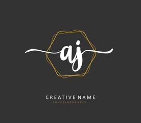 Fototapeta premium AJ Initial letter handwriting and signature logo. A concept handwriting initial logo with template element.