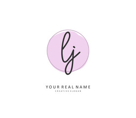 LJ Initial letter handwriting and signature logo. A concept handwriting initial logo with template element.