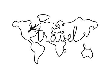 travel world with plane line style
