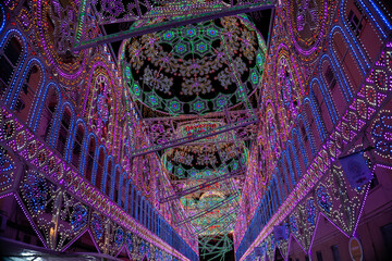 Electric color show display made up of thousands of coloured lightbulbs