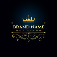 luxury royal logo concept with golden crown © starlineart