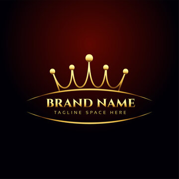 luxury brand logo concept with golden crown