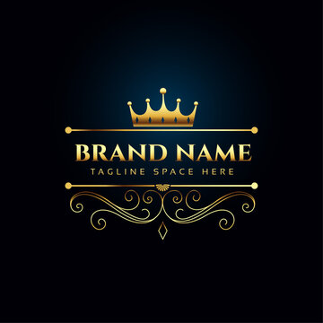 luxury royal logo concept with golden crown