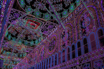 Electric color show display made up of thousands of coloured lightbulbs