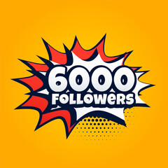 6k social media followers template in comic style