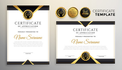 black and gold premium multipurpose certificate template - obrazy, fototapety, plakaty