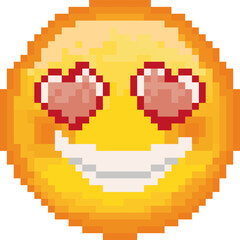 Pixel emoji. emoticon. Vector smiling face. Smiling face. Happy. Cute emoticon isolated on white background.
