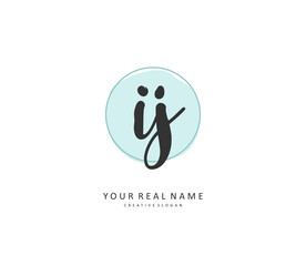 IJ Initial letter handwriting and signature logo. A concept handwriting initial logo with template element.