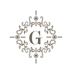 Letter g vintage line decoration logo template design vector