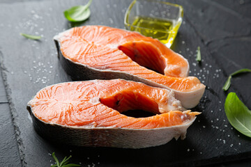 Chunks of fresh trout with spices and herbs