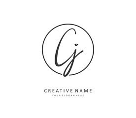 CJ Initial letter handwriting and signature logo. A concept handwriting initial logo with template element.