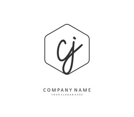CJ Initial letter handwriting and signature logo. A concept handwriting initial logo with template element.