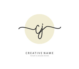 CJ Initial letter handwriting and signature logo. A concept handwriting initial logo with template element.