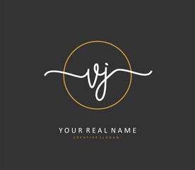 VJ Initial letter handwriting and signature logo. A concept handwriting initial logo with template element.