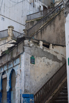 Weather-beaten exterior steps, Algiers, Algeria.