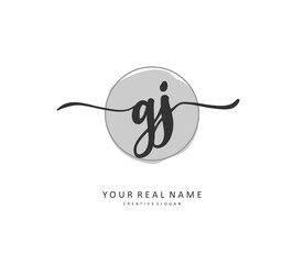 Fototapeta premium GJ Initial letter handwriting and signature logo. A concept handwriting initial logo with template element.