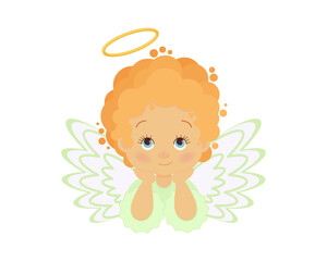 Cartoon Christmas angel on white background. Vector graphics. EPS10