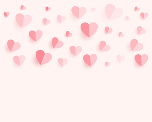 soft paper hearts pattern background with text space
