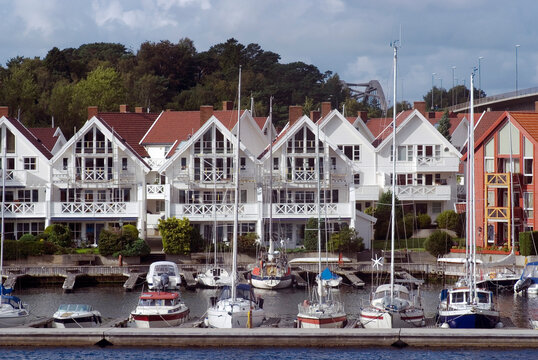 Sailboats moored in harbour, Stavanger, Norway.