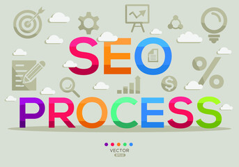 Creative (seo process) Banner Word with Icon ,Vector illustration.
