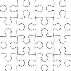 Fototapeta premium Puzzle pieces set. Collection of Jigsaw for marketing, icon and logo template. Modern flat puzzle, grid background. Puzzle pieces, vector illustration concept