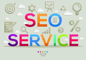 Creative (seo service) Banner Word with Icon ,Vector illustration.