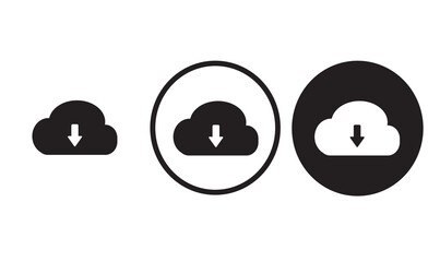 icon download cloud black outline logo for web site design and mobile dark mode apps 
Vector illustration on a white background