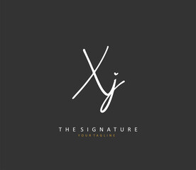 XJ Initial letter handwriting and signature logo. A concept handwriting initial logo with template element.