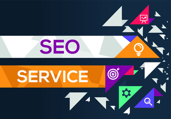 Creative (seo service) Banner Word with Icon ,Vector illustration.