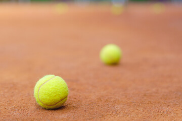 Tennis ball on a tennis court.